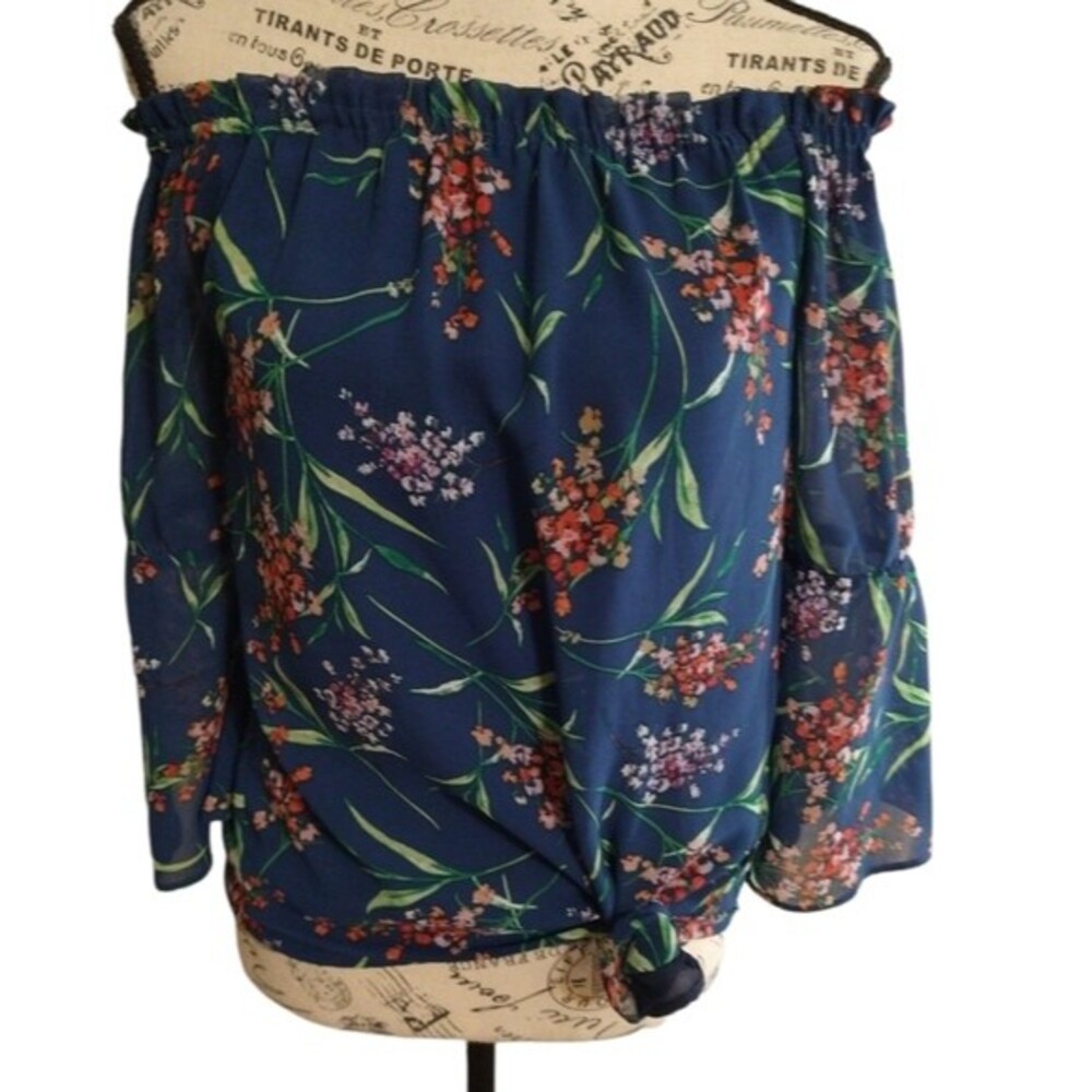 Wayne flared off the shoulder floral top sm boho peasant feminine